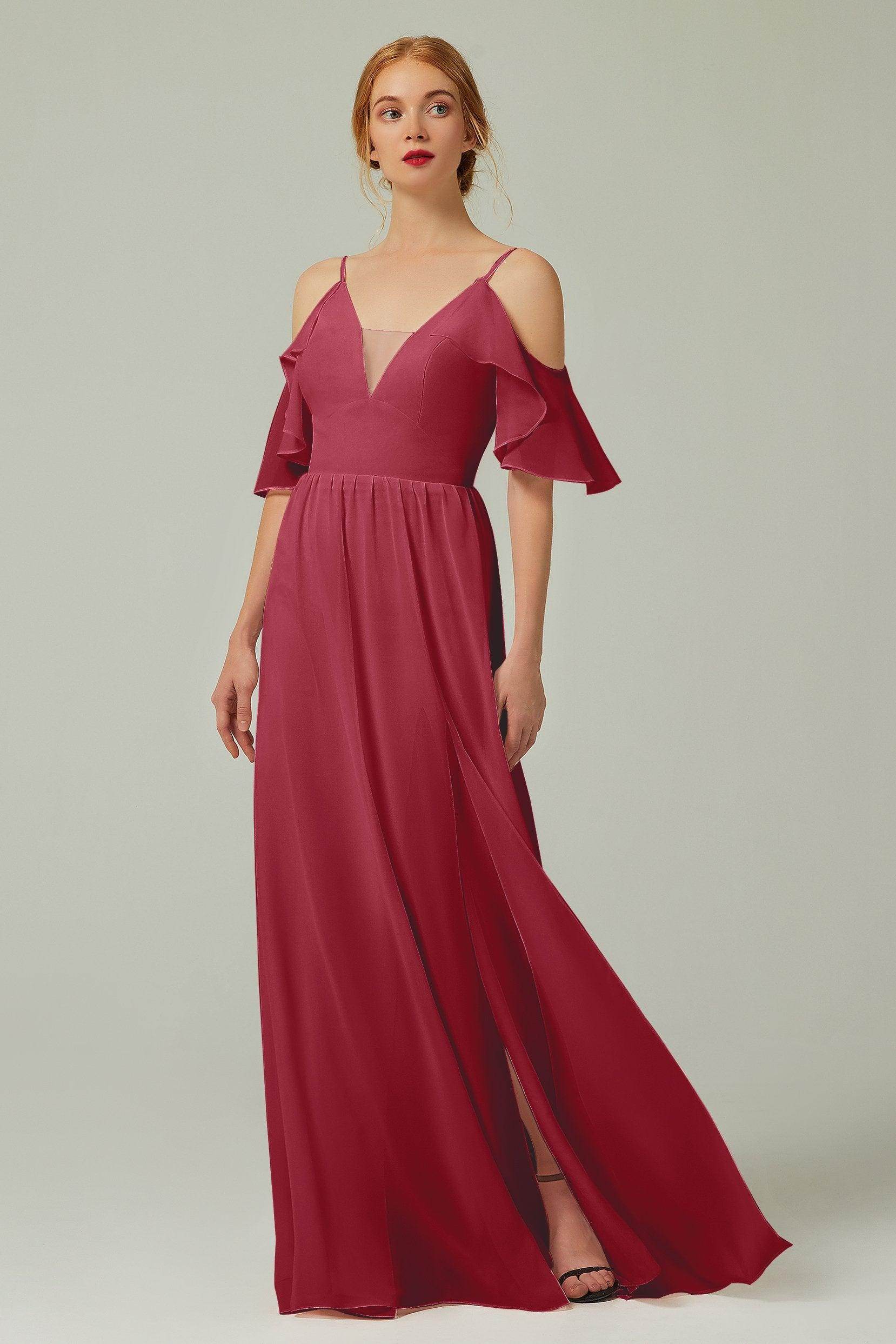 A-Line Floor Length Chiffon Bridesmaid Dress CB0236 - COCOMELODY